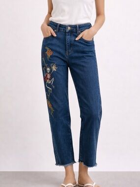 ✨ Zadig & Voltaire Blue Embroidered Cropped Jeans | Parisian Chic Denim ✨